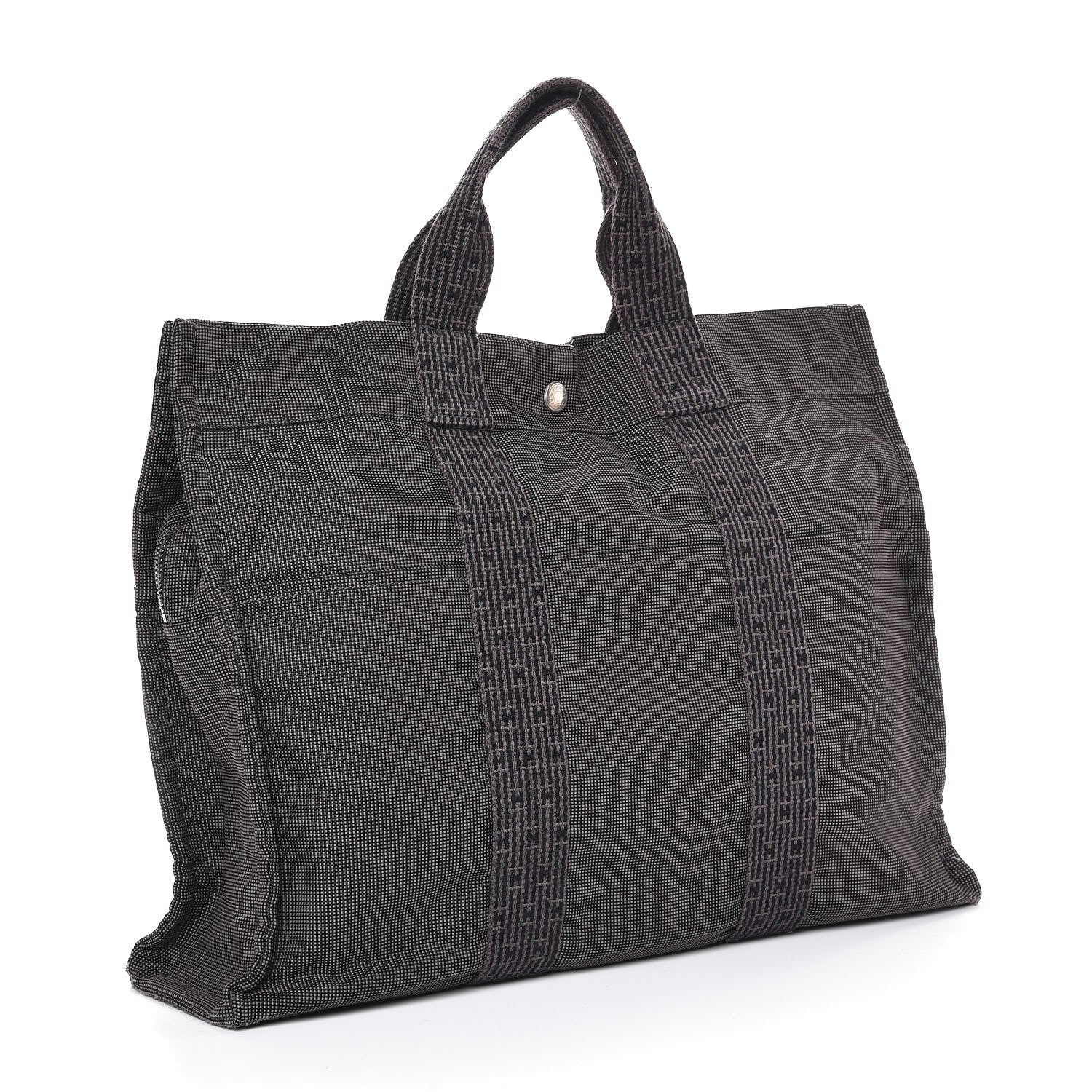 Hermes Canvas Herline MM Tote Grey 3 of 6