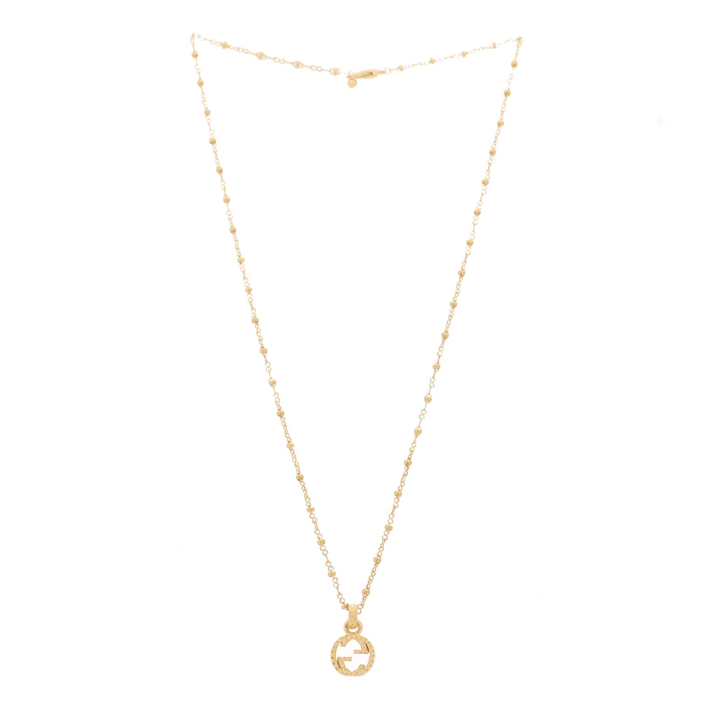 18K Yellow Gold Running GG Pendant Necklace