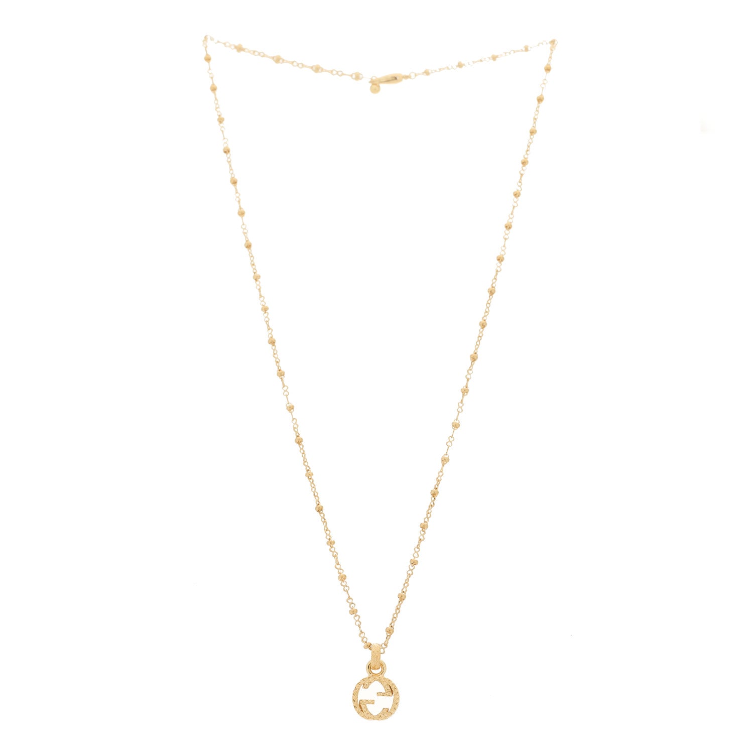 Gucci 18K Yellow Gold Running GG Pendant Necklace 3 of 6