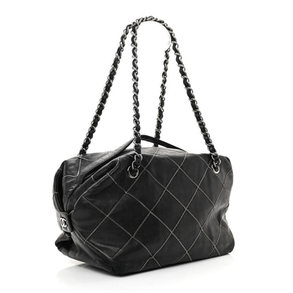 Chanel Calfskin Quilted Chain Stitch Bowler Bag Black 2 of 11