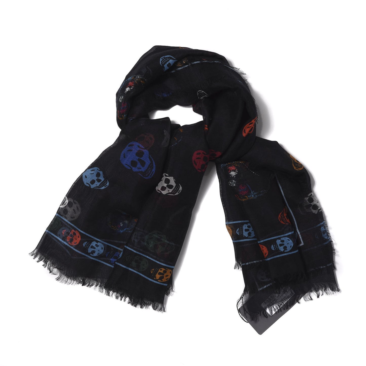 Modal Silk Skull Scarf Black Multicolor