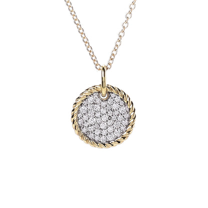David Yurman 18K Yellow Gold Diamond Cable Collectibles Pave Charm Pendant Necklace 4 of 8