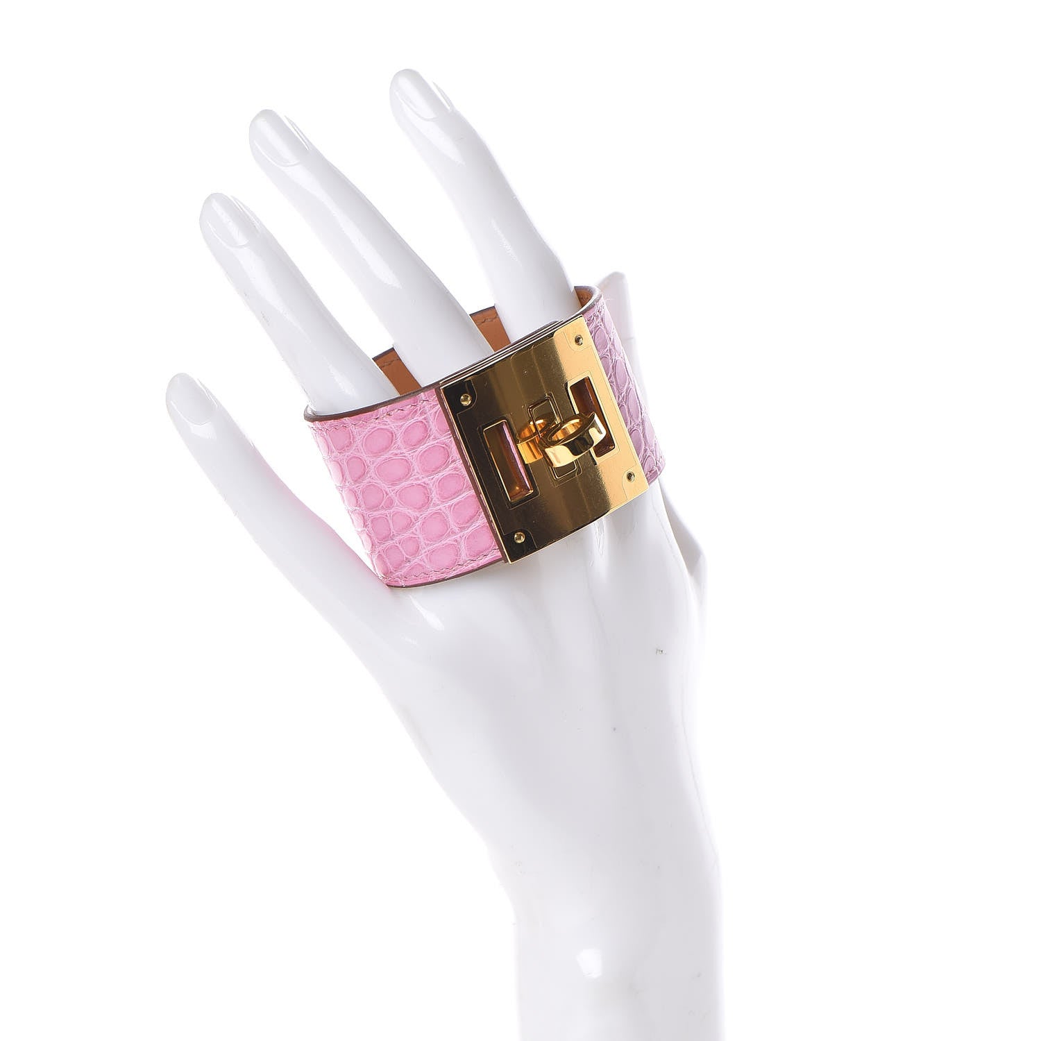 Hermes Matte Alligator Kelly Dog Bracelet T2 5P Pink 2 of 6