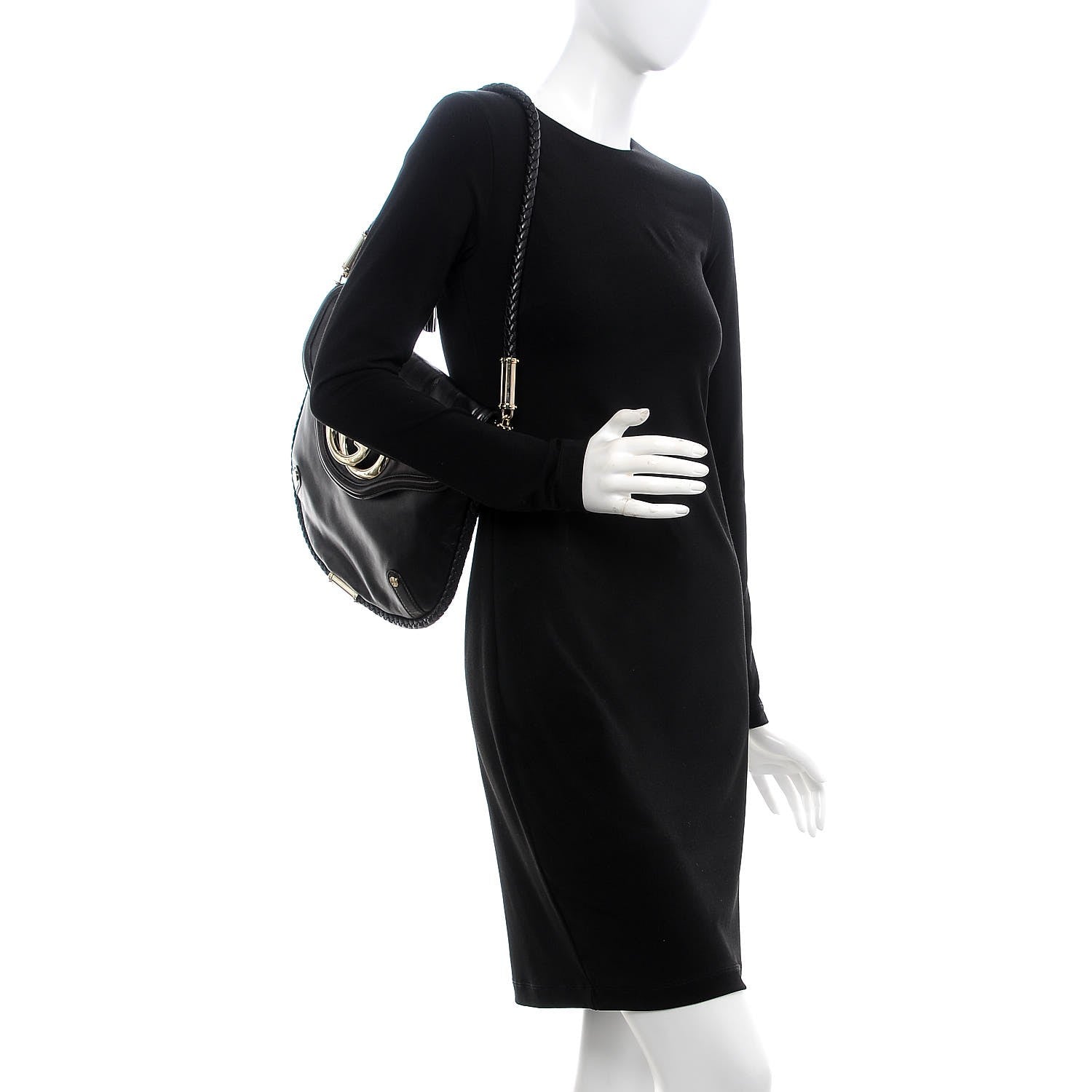 Gucci Calfskin Medium Britt Tassel Shoulder Bag Black 2 of 9