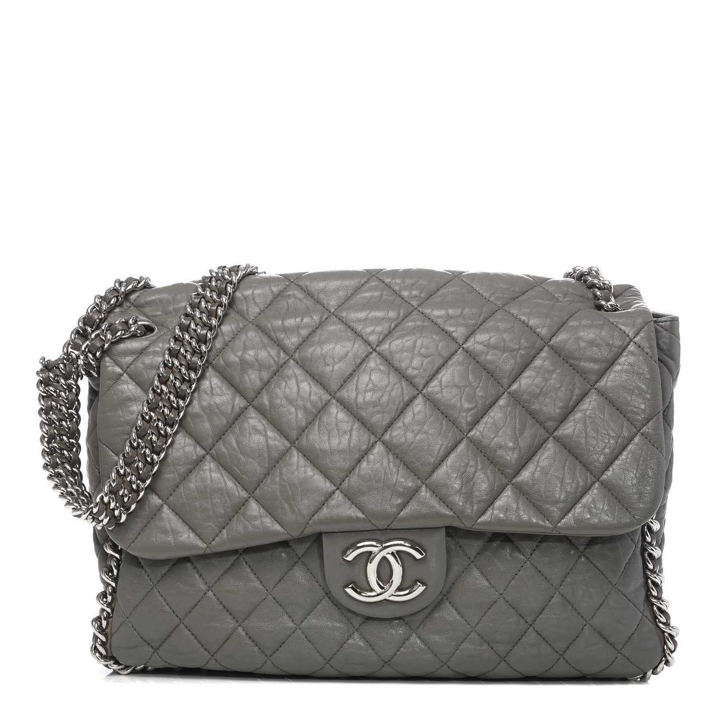Washed Lambskin Quilted Maxi Chain Around Flap Taupe