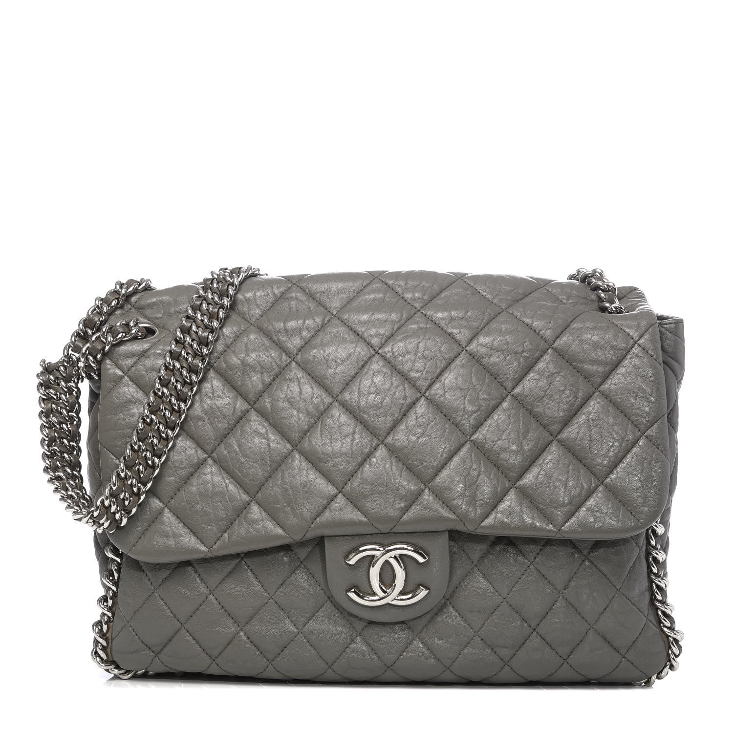 Chanel Washed Lambskin Quilted Maxi Chain Around Flap Taupe 1 of 12
