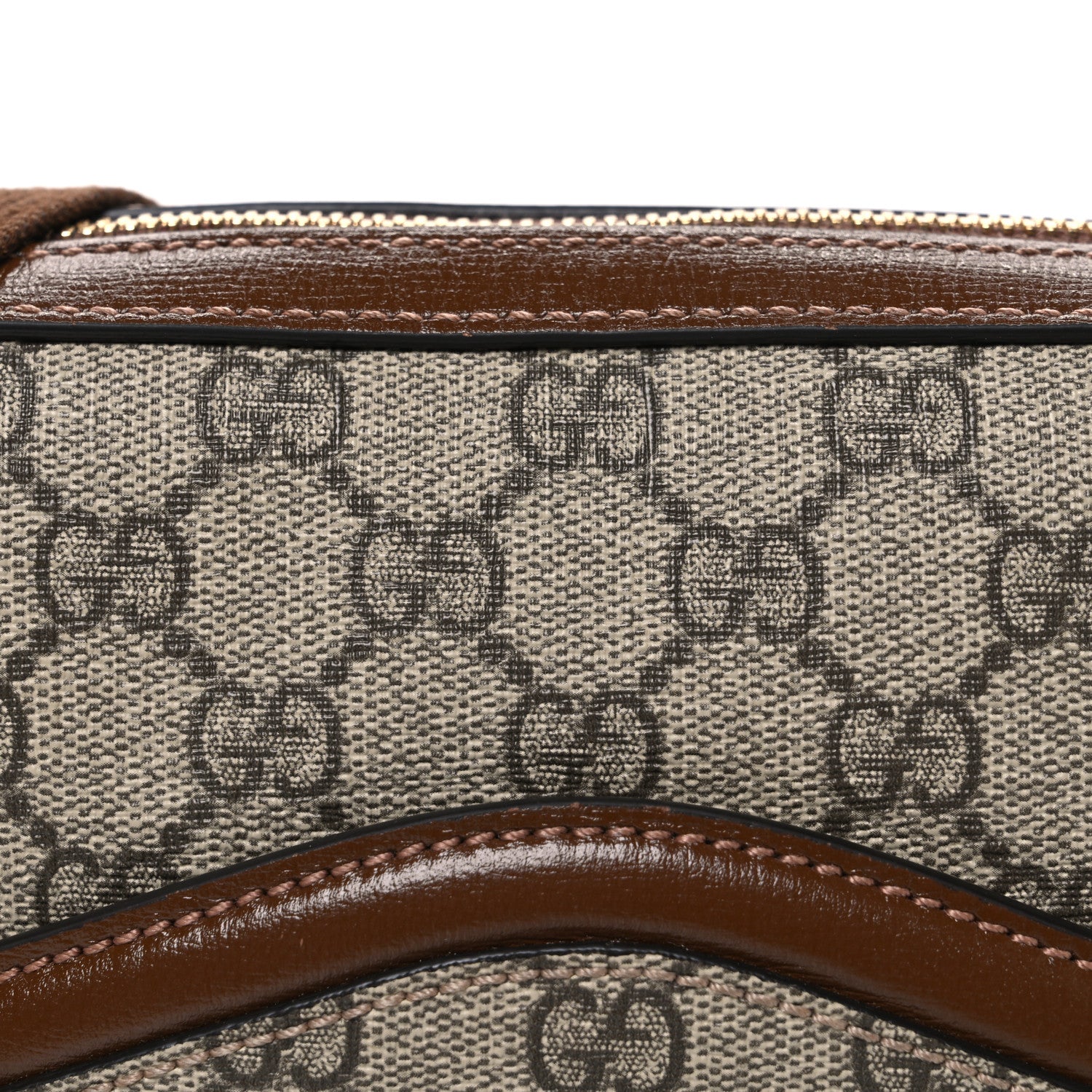 Gucci GG Supreme Monogram Azalea Calfskin Retro Interlocking G Messenger Shoulder Bag Beige Ebony Brown Sugar 8 of 10