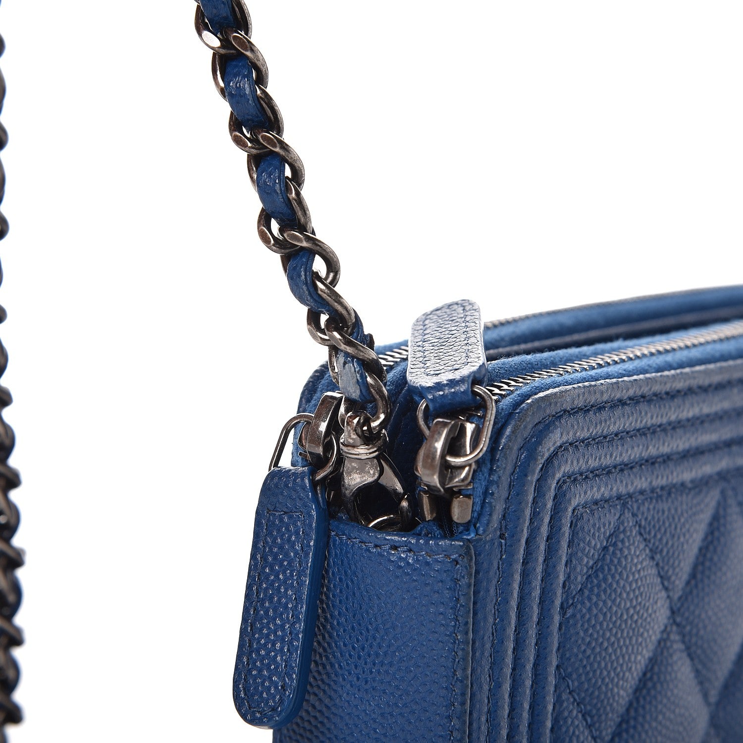 Chanel Caviar Quilted Small Boy Clutch With Chain Blue 15 of 16