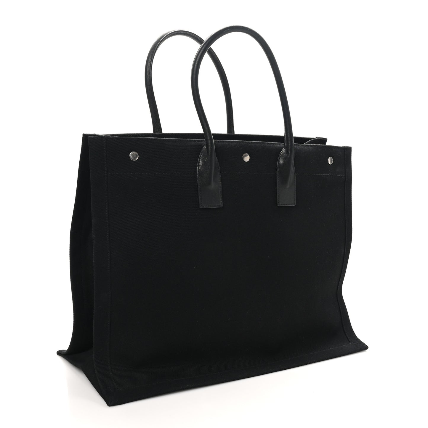 Linen Calfskin Rive Gauche Tote Black