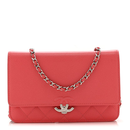 Chanel Grained Calfskin Quilted CC Box Wallet On Chain WOC Pink 1 of 11
