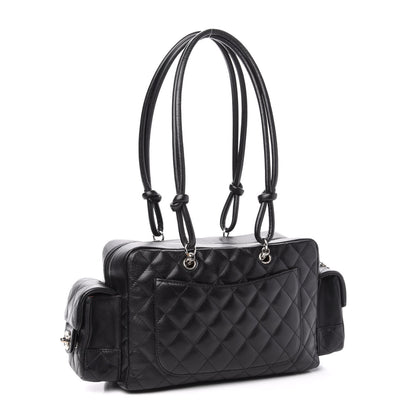 Chanel Calfskin Quilted Small Cambon Multipocket Reporter Black White 3 of 12