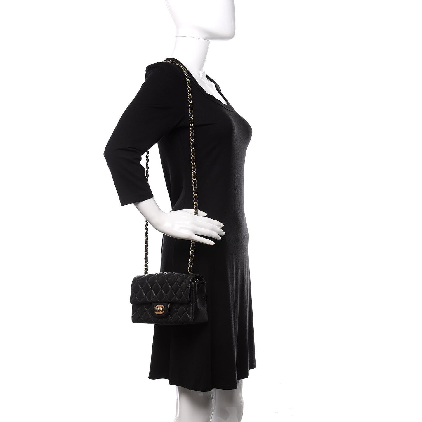Lambskin Quilted Mini Rectangular Flap Black