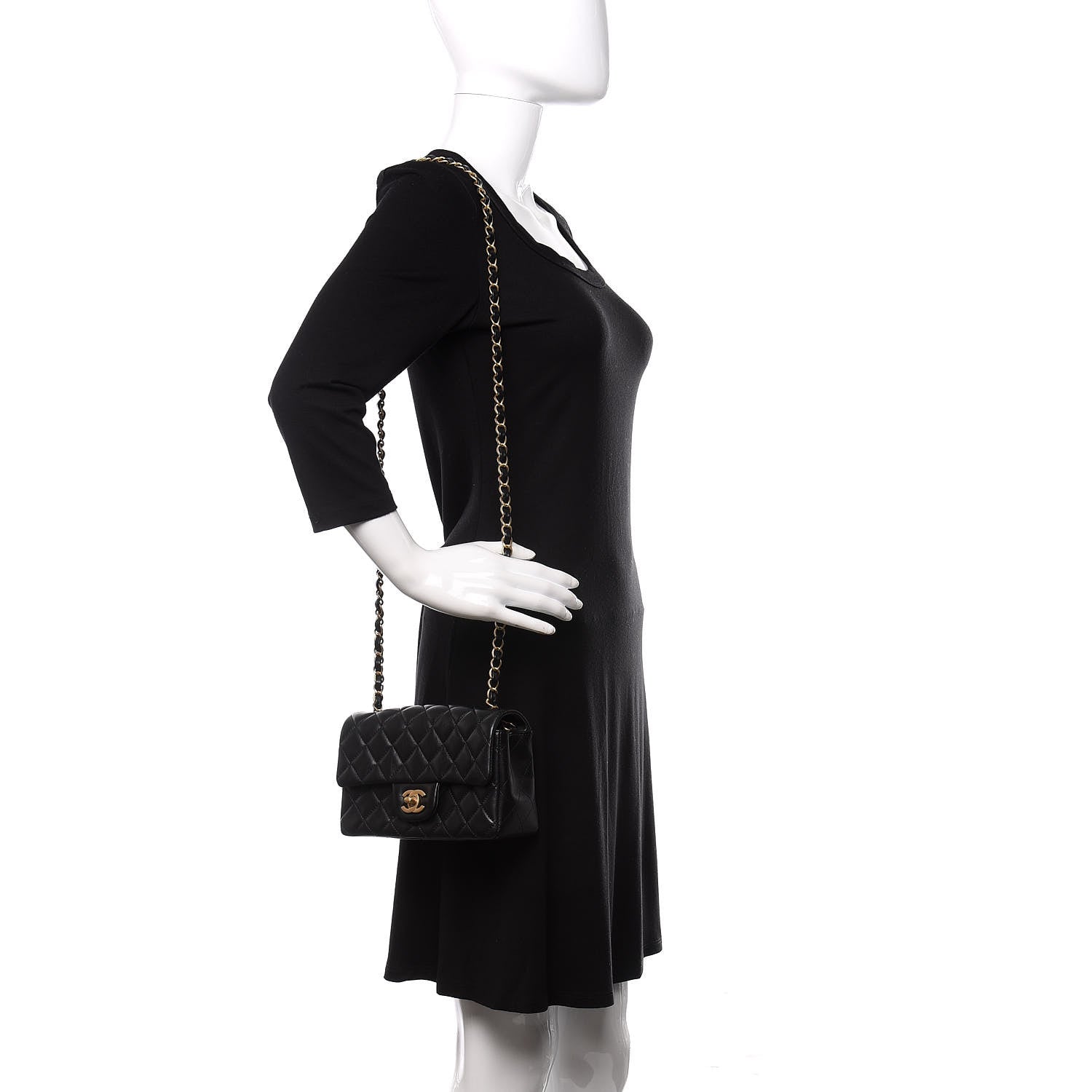 Chanel Lambskin Quilted Mini Rectangular Flap Black 2 of 11