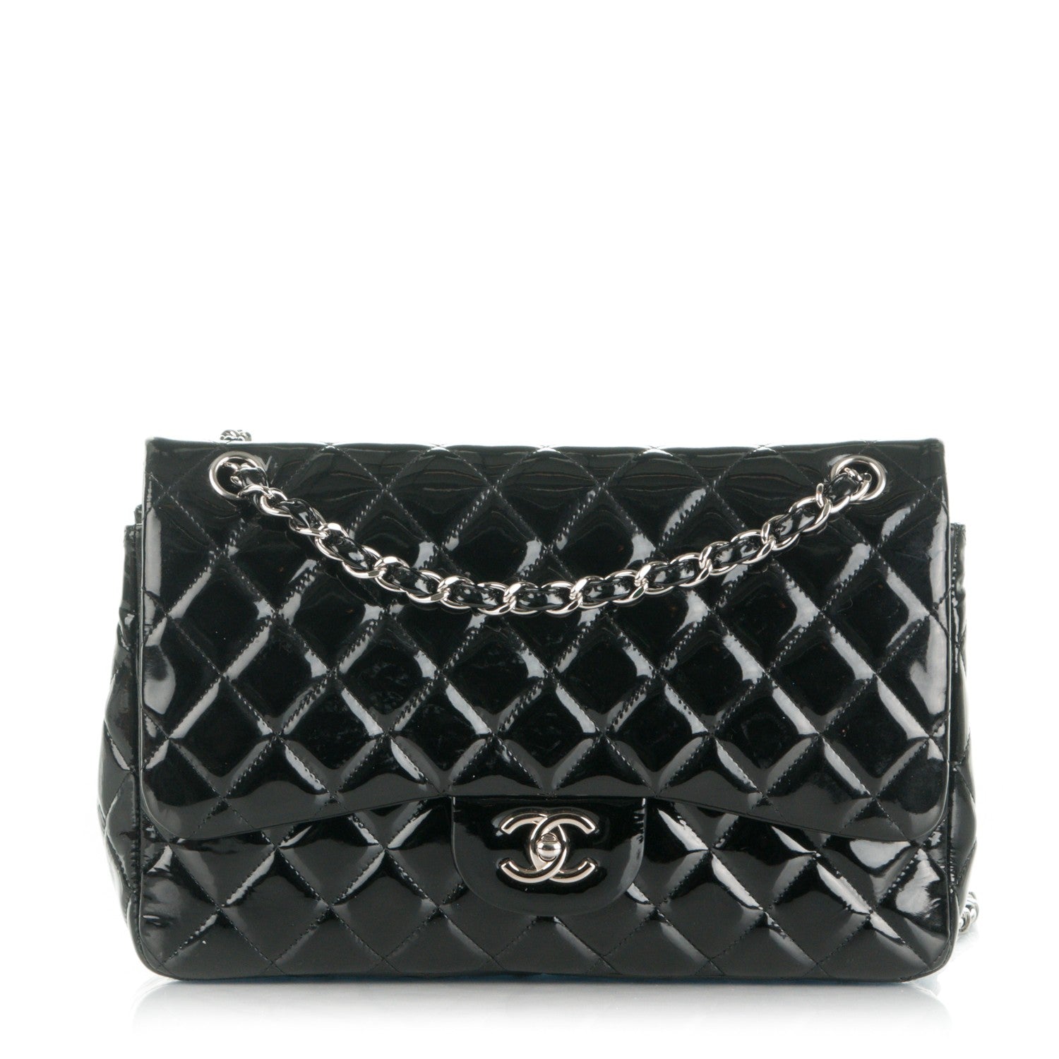 Chanel Patent Quilted Jumbo Double Flap Black 1 of 8