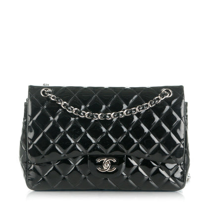 Chanel Patent Quilted Jumbo Double Flap Black 1 of 8