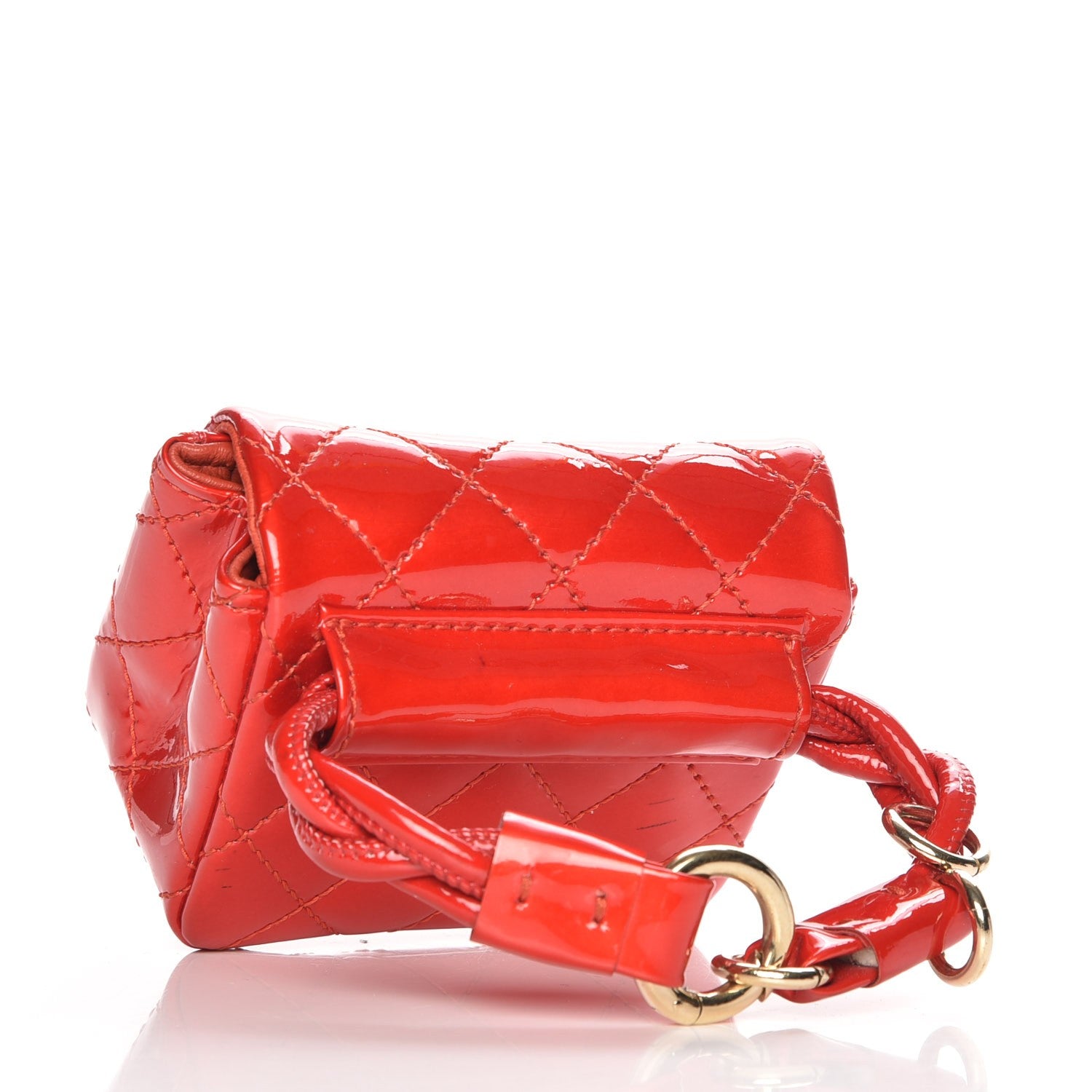 Chanel Patent Quilted 2.55 Ankle Wrist Bag Red 3 of 10