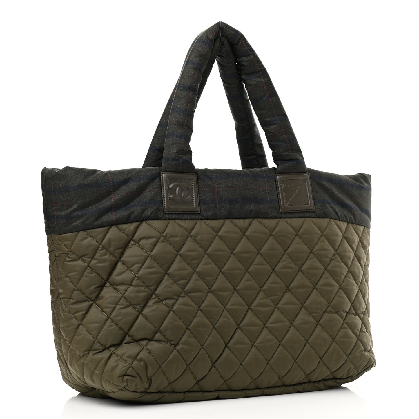 Nylon Quilted Large Coco Cocoon Tote Khaki