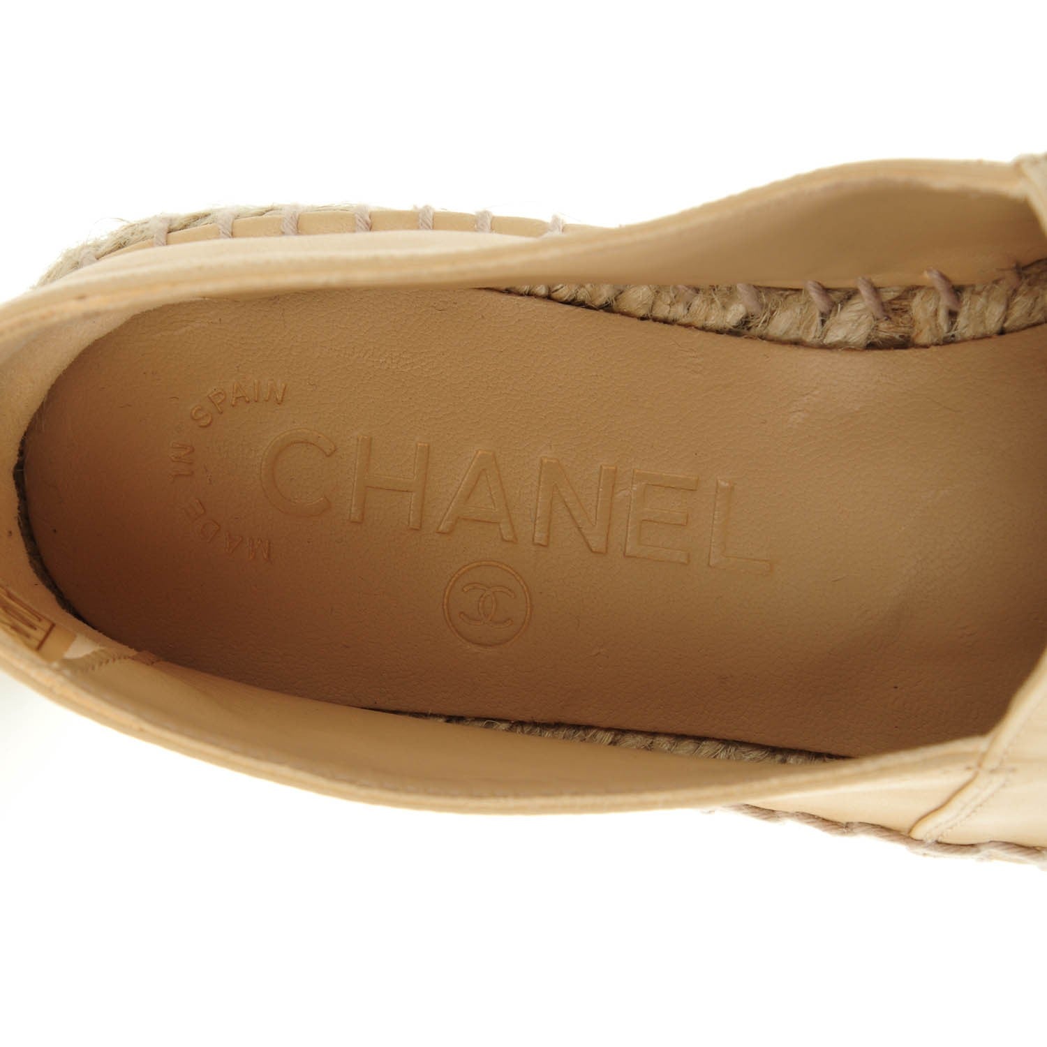 Chanel Lambskin CC Espadrilles 35 Beige Black 7 of 10