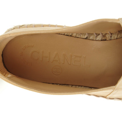 Chanel Lambskin CC Espadrilles 35 Beige Black 7 of 10