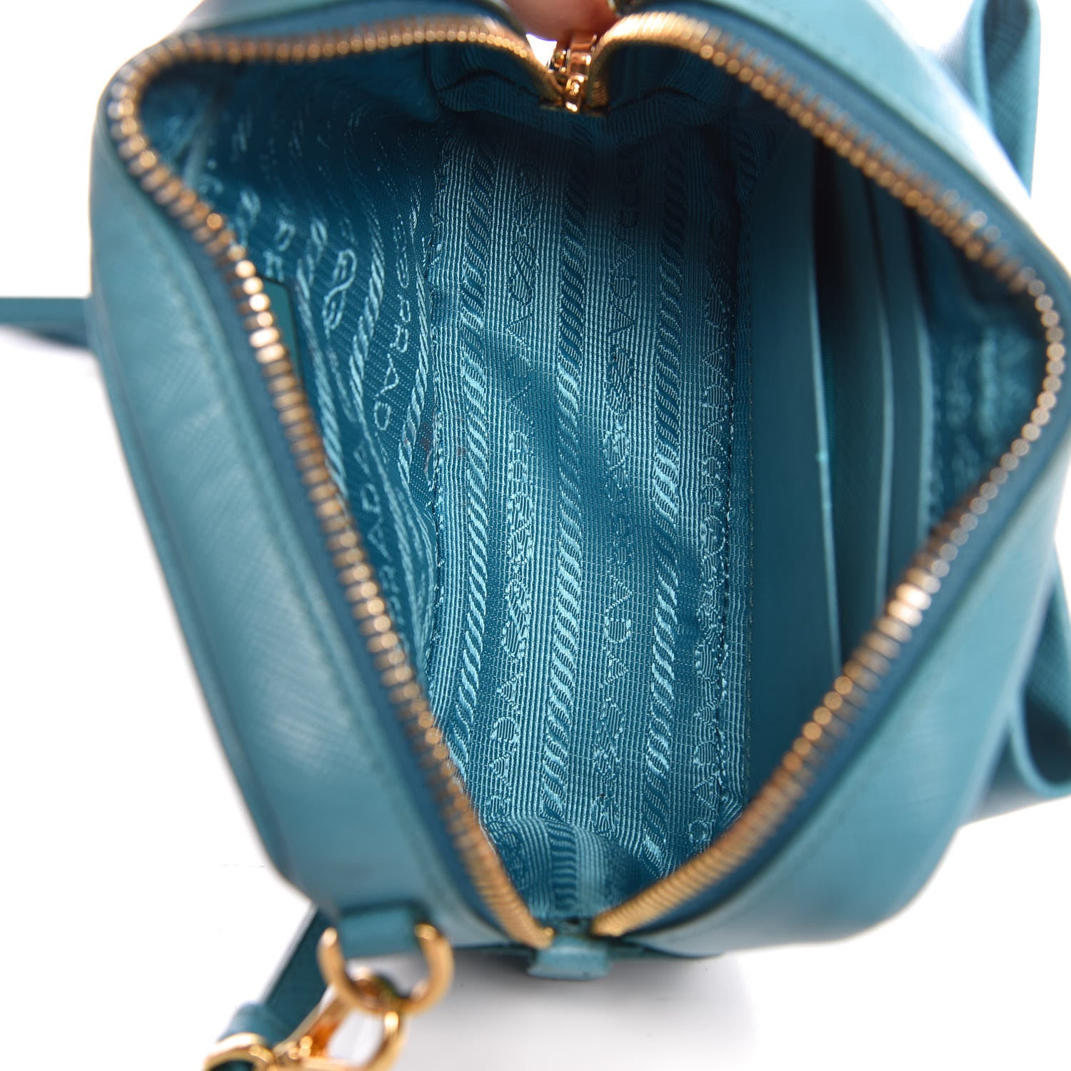 Prada Saffiano Fiocco Bow Camera Crossbody Bag Turchese 5 of 9