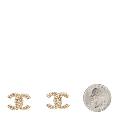 Chanel Crystal Timeless CC Earrings Light Gold 2 of 4