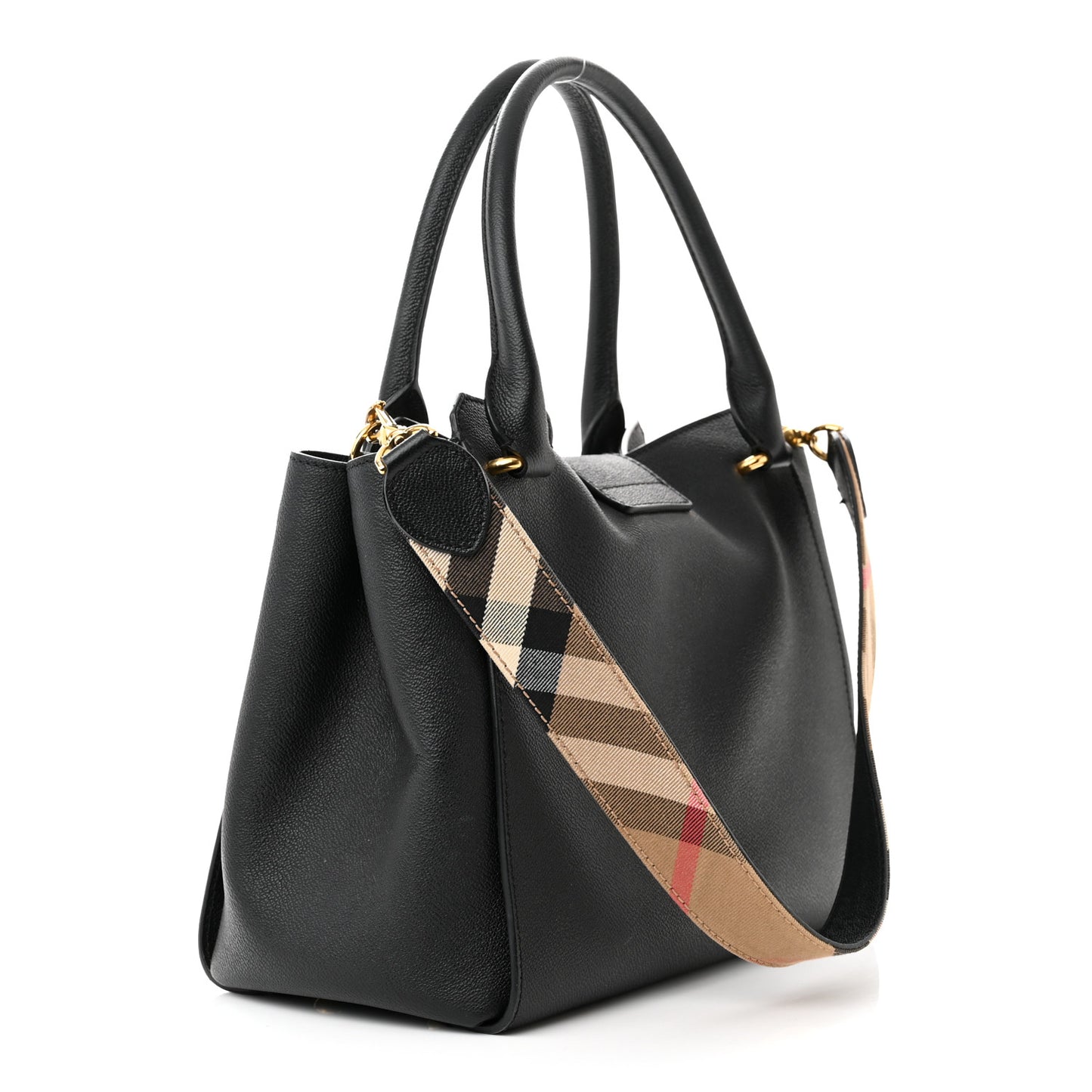 Soft Grain Calfskin Medium Buckle Tote Black