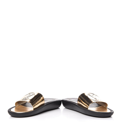 Louis Vuitton Calfskin Monogram Metallic Sunbath Slide Sandals 40 Gold 5 of 12