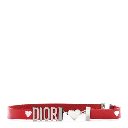 Christian Dior Calfskin Heart Dior Logo Choker Necklace Red 2 of 9