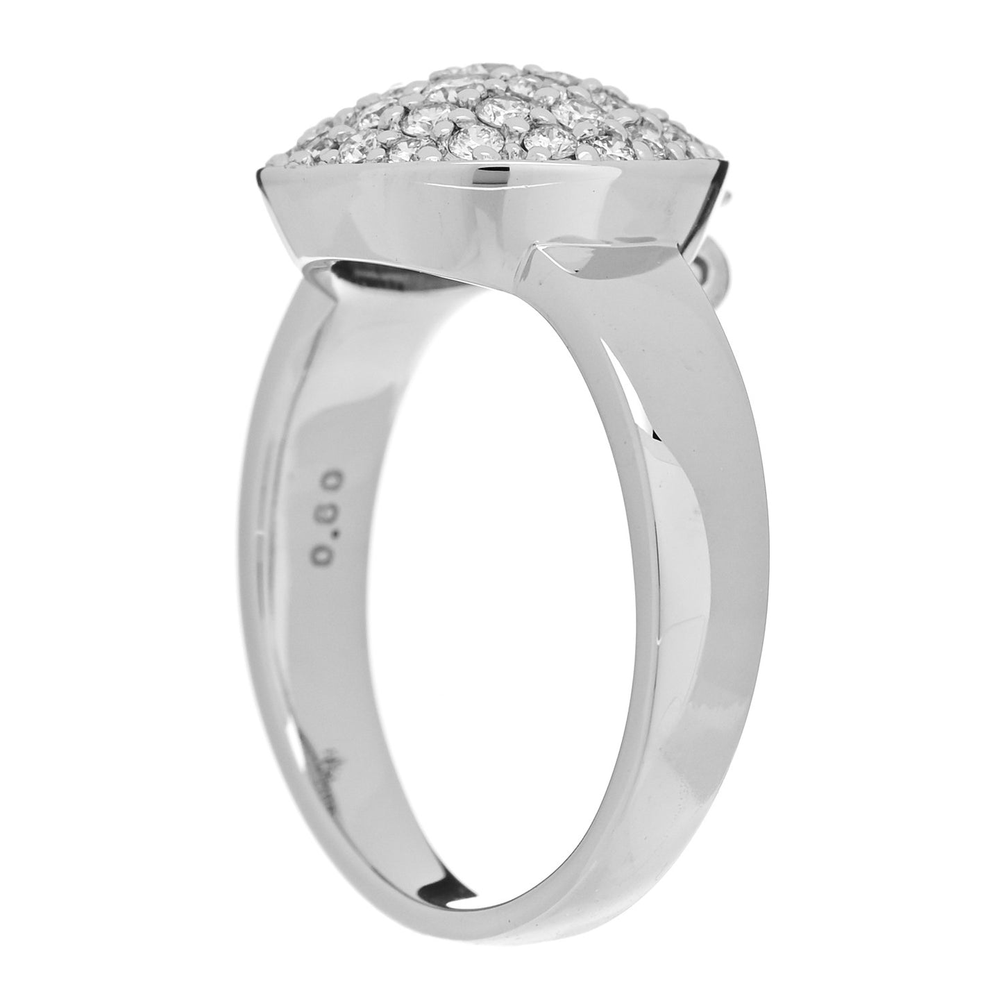 18K White Gold Diamond .60ctw Round Pave Charm Ring  53 6.25