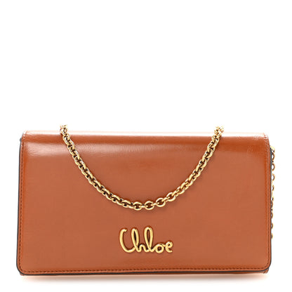 Chloe Calfskin Iconic Flap Wallet On Chain Clay Brown 1 of 10