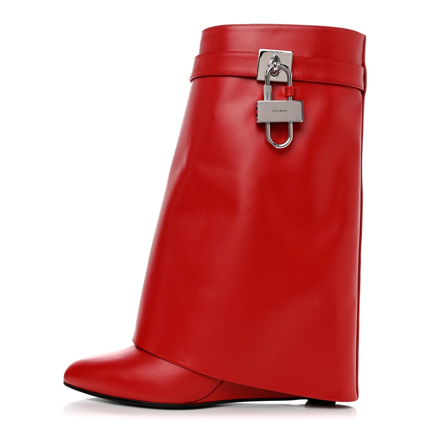 Calfskin Shark Lock Ankle Boots 41 Red
