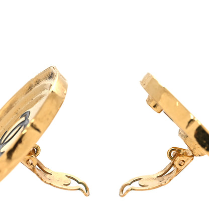 Chanel Metal CC Round Clip-On Earrings Gold Black 3 of 4