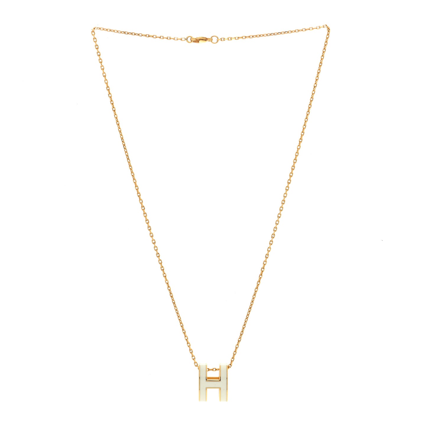 Lacquered Gold Pop H Pendant Necklace White