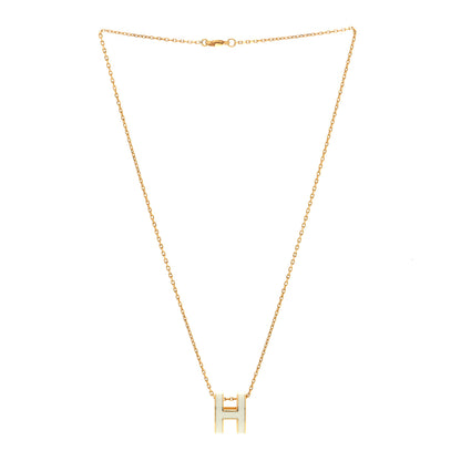 Hermes Lacquered Gold Pop H Pendant Necklace White 2 of 4
