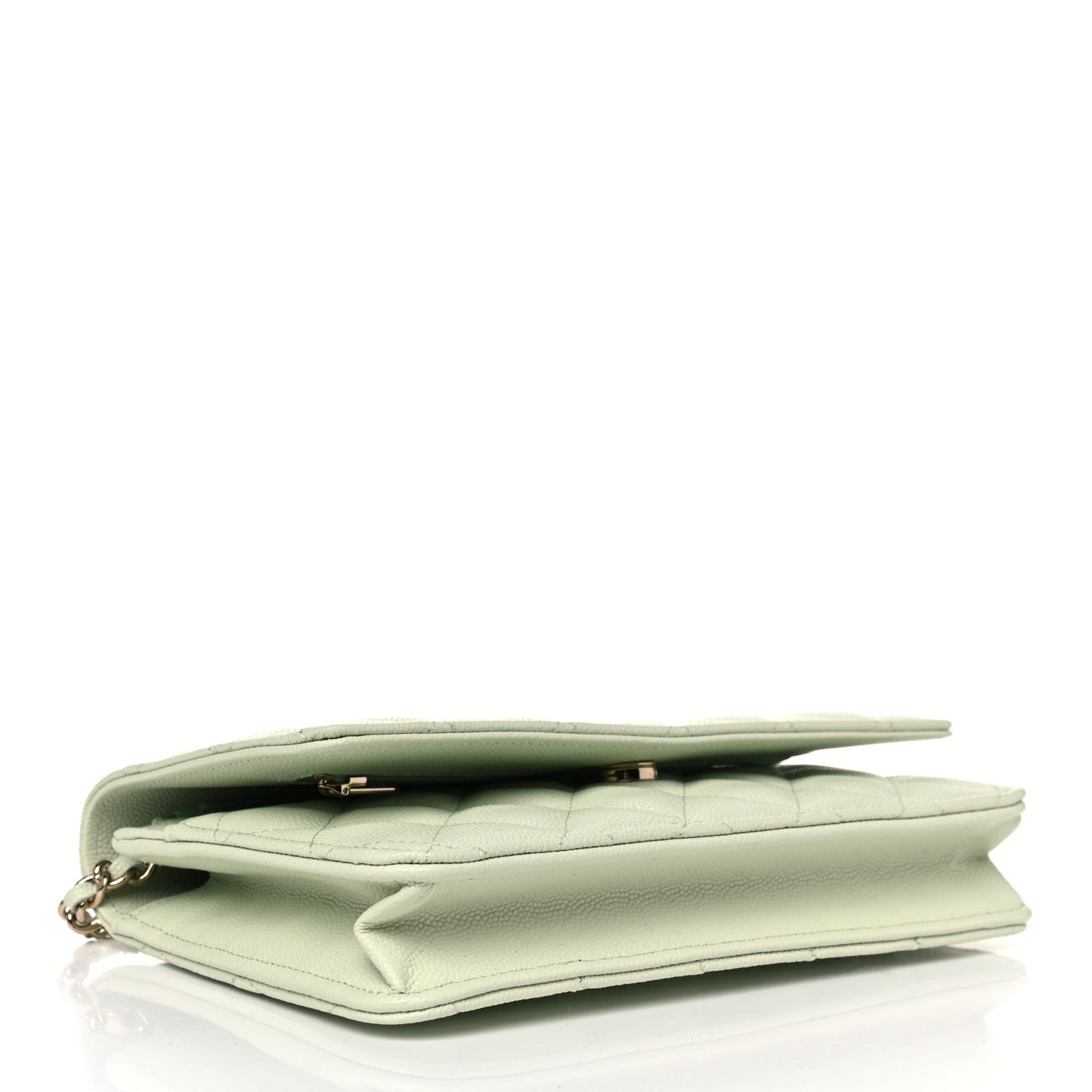 Caviar Quilted Wallet On Chain WOC Light Green