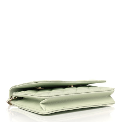 Chanel Caviar Quilted Wallet On Chain WOC Light Green 4 of 12