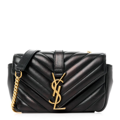 Saint Laurent Sheepskin Matelasse Chevron Monogram Classic Baby Chain Bag Black 1 of 11