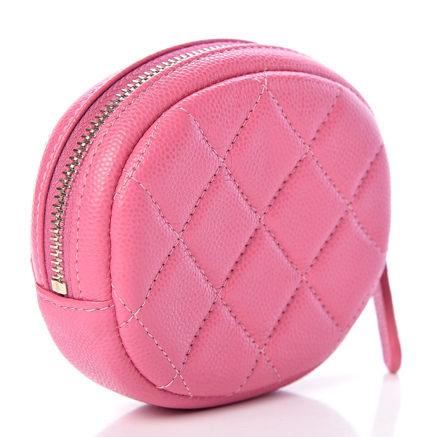 Iridescent Caviar Quilted Zip Around Classic Coin Purse Pink