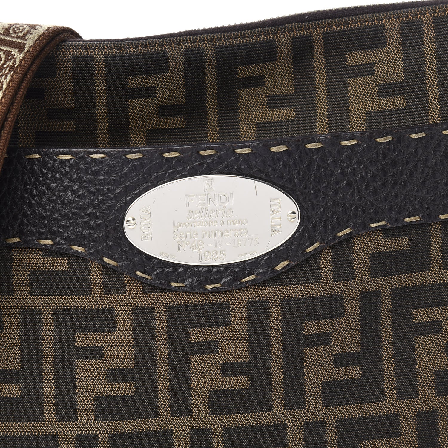 Fendi Zucca Cuoio Romano Selleria Messenger Tobacco Moro 9 of 9
