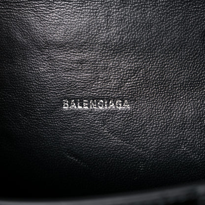 Balenciaga Shiny Calfskin Monochrome Crocodile Embossed Hourglass Top Handle Bag XS Black 6 of 15