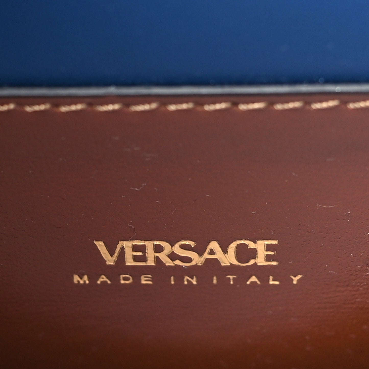 Denim La Medusa Chain Shoulder Bag Navy Blue