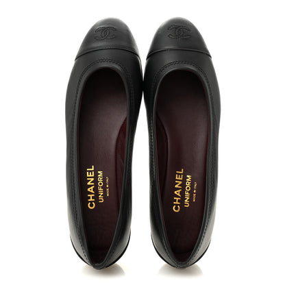Chanel Lambskin Cap Toe CC Uniform Ballerina Flats 40 Black 2 of 9