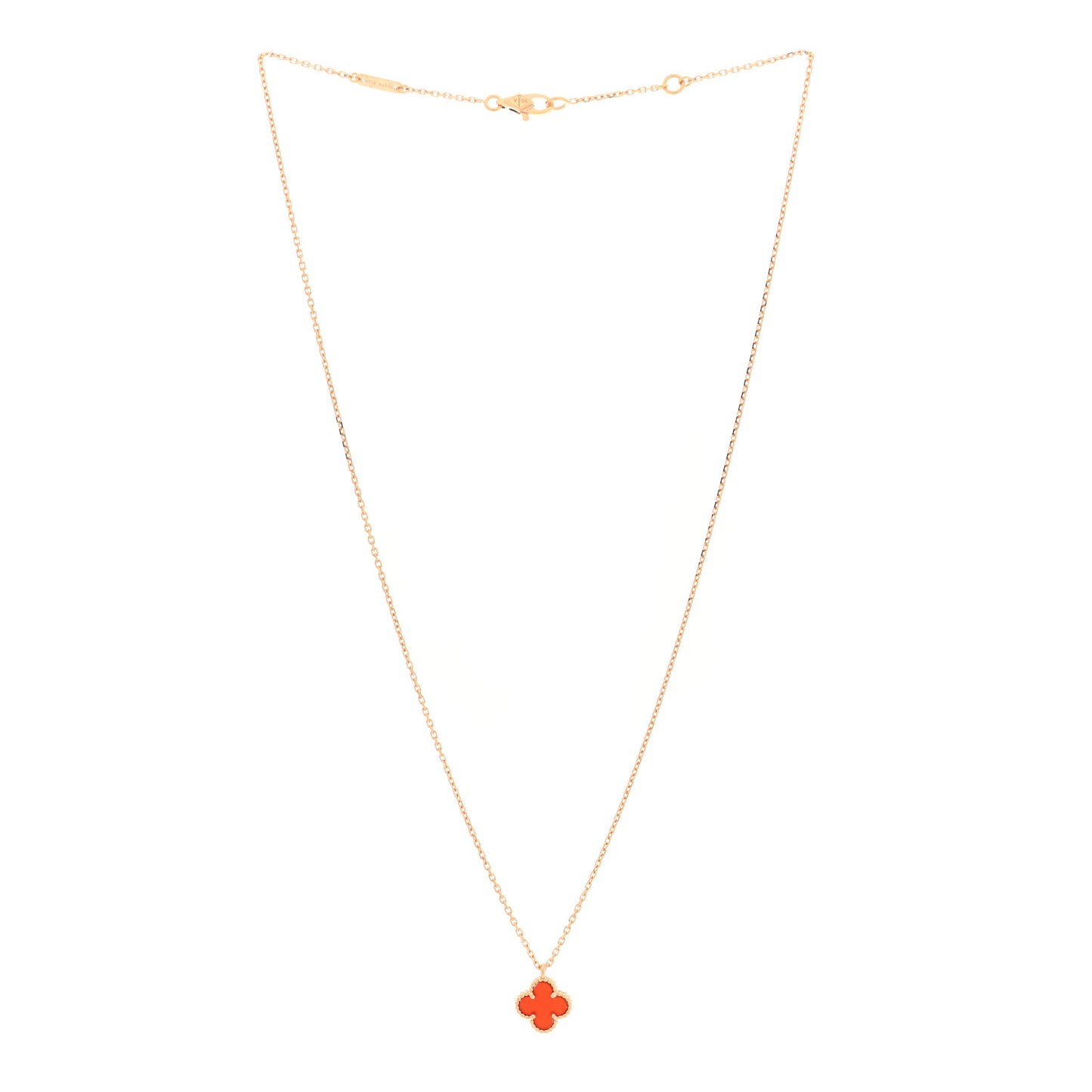 18K Rose Gold Carnelian Sweet Alhambra Pendant Necklace