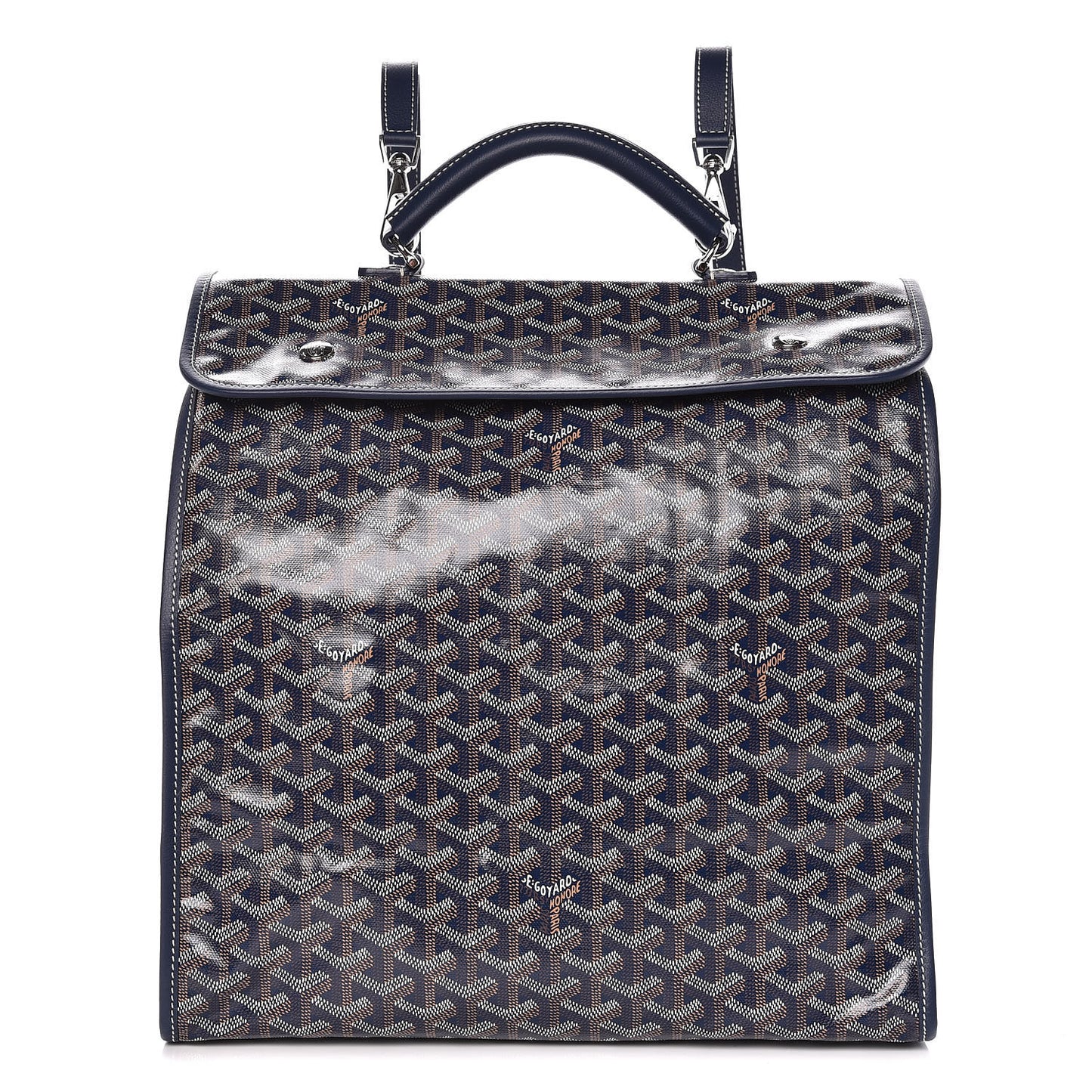 Goyardine Saint Leger Soft Briefcase Backpack Navy