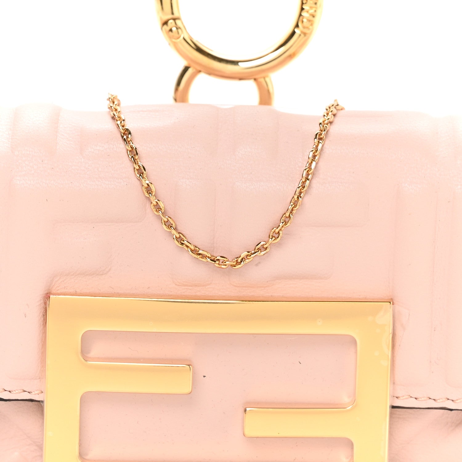 Fendi Nappa Matisse FF Embossed Nano Maxi Buckle Baguette Charm Rosa Quarzo 8 of 10