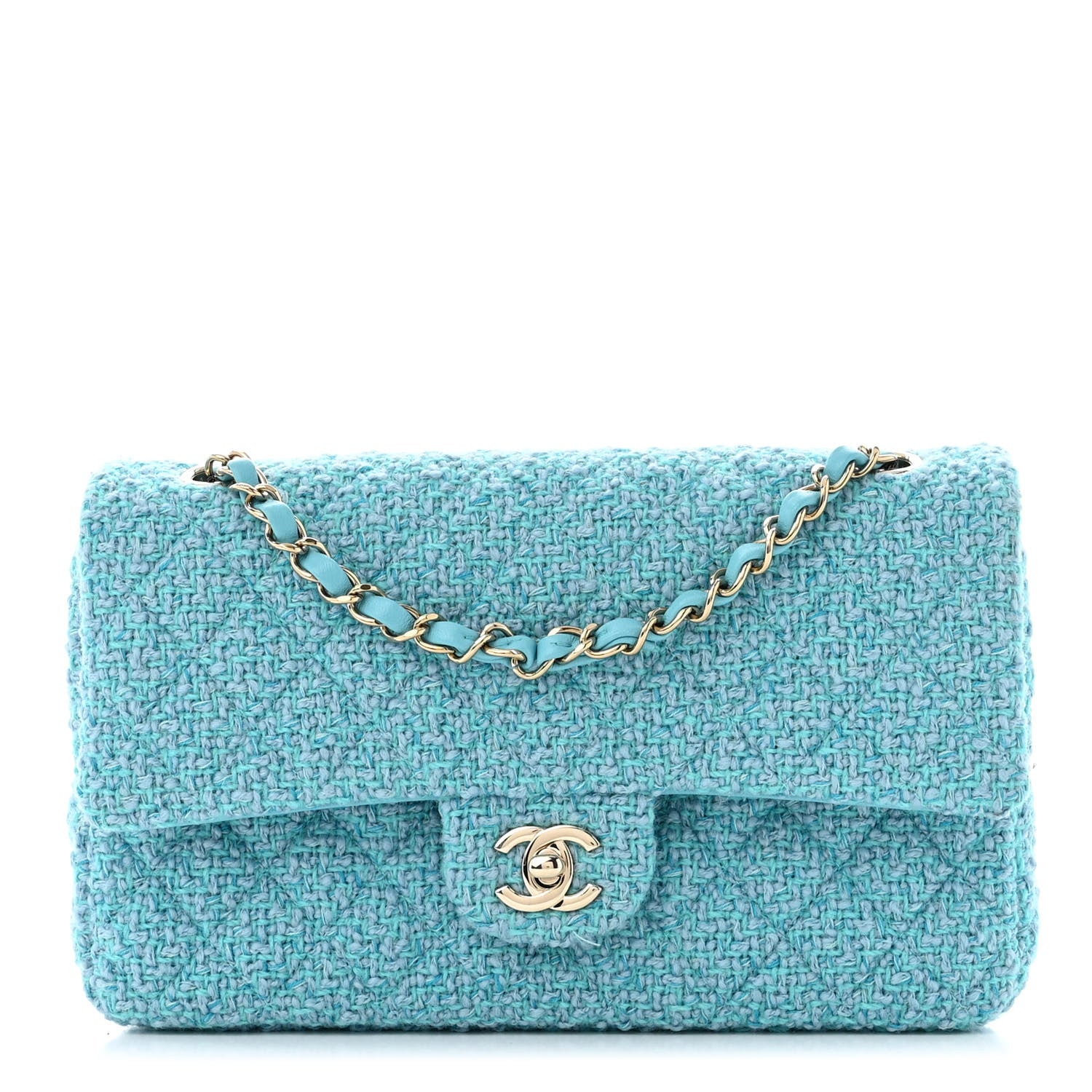 Chanel Tweed Quilted Medium Double Flap Blue 1 of 11