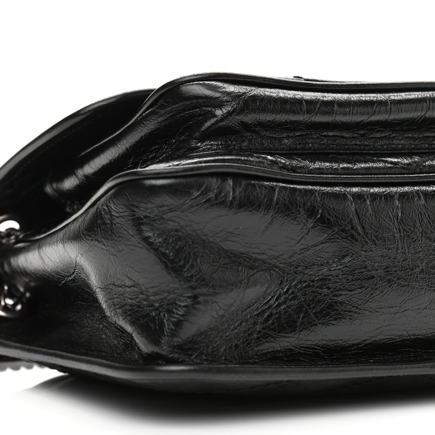 Crinkled Lambskin Matelasse Monogram Baby Niki Chain Satchel Black