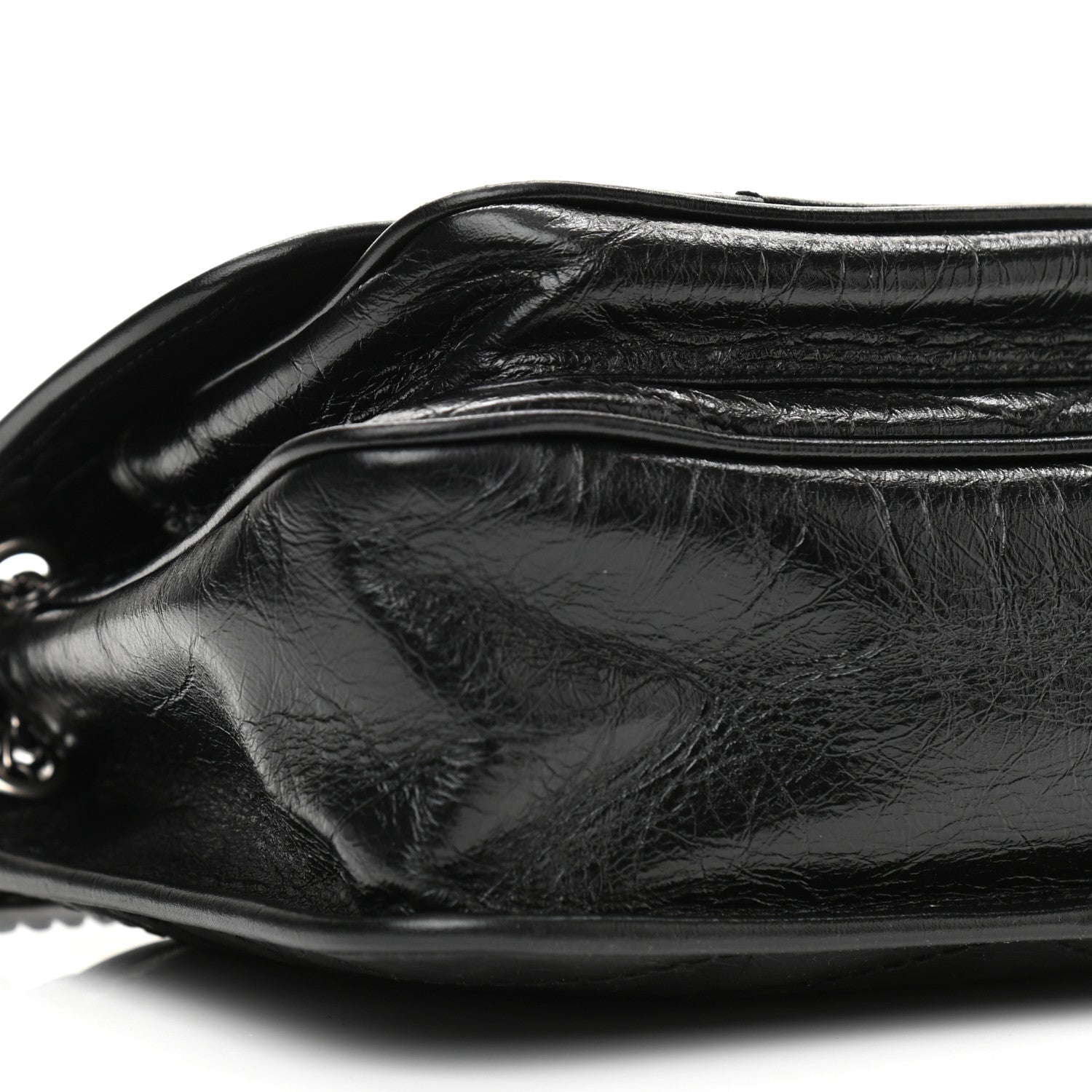 Saint Laurent Crinkled Lambskin Matelasse Monogram Baby Niki Chain Satchel Black 11 of 13