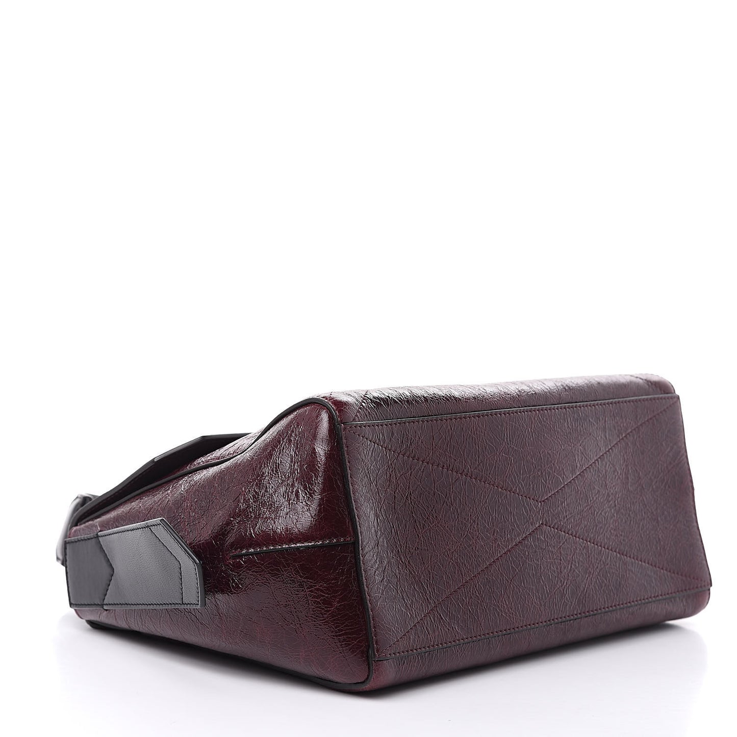 Creased Patent Calfskin Medium ID Flap Aubergine
