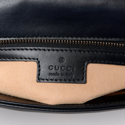 Gucci Calfskin Matelasse Small GG Marmont Top Handle Shoulder Bag Black 6 of 10